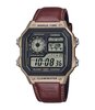 Horloge CASIO CASIO COLLECTION Heren AE-1200WHL-5AVEF Digitaal Behuizing Acryl Zwart Bracelette Leer Bruin Etanchéiteiten 10BAR