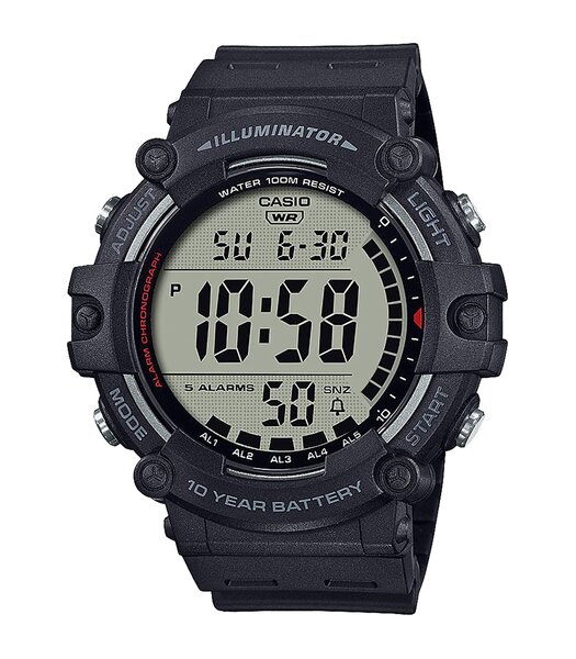 Horloge CASIO CASIO COLLECTION Heren AE-1500WH-1AVEF Digitaal Behuizing Acryl Zwart Bracelette HARS Zwart Boucle ardillon Etanchéiteiten 10BAR