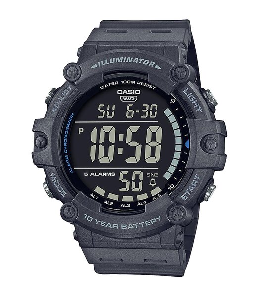 Horloge CASIO CASIO COLLECTION Heren AE-1500WH-8BVEF Digitaal Behuizing Acryl Zwart Bracelette HARS Grijs Boucle ardillon Etanchéiteiten 10BAR