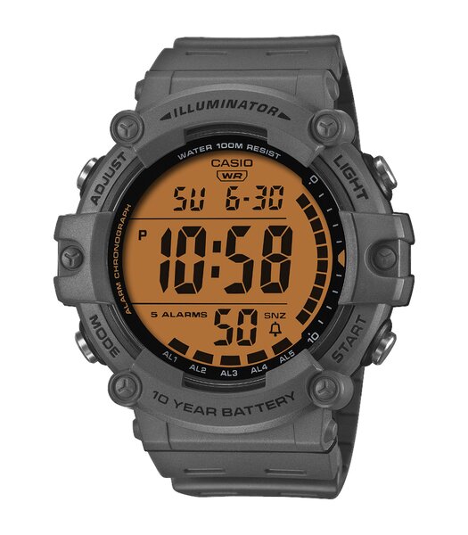 Horloge CASIO CASIO COLLECTION Heren AE-1500WHC-8AVEF Digitaal Behuizing Acryl Zwart Bracelette Hars Grijs Etanchéiteiten 10BAR