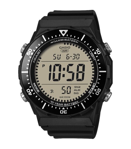 Horloge CASIO CASIO COLLECTION Heren AE-1700H-1AVEF Digitaal Behuizing Acryl Zwart Bracelette Hars Zwart Etanchéiteiten 10BAR