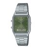 Horloge CASIO CASIO COLLECTION RETRO Heren AQ-230A-3AMQYES Analoog-digitaal Behuizing Acryl Groen Bracelette Roestvrij staal Zilverkleurig