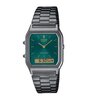Horloge CASIO CASIO COLLECTION RETRO Heren AQ-230EGG-3AEF Analoog-digitaal Behuizing Acryl Groen Armband Roestvrij staal Gunmetal