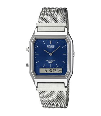 Montre CASIO CASIO COLLECTION RETRO Homme AQ-230EM-2AEF Analogue-Digital Cadran Acrylique Bleu Bracelet Acier inoxydable Argenté