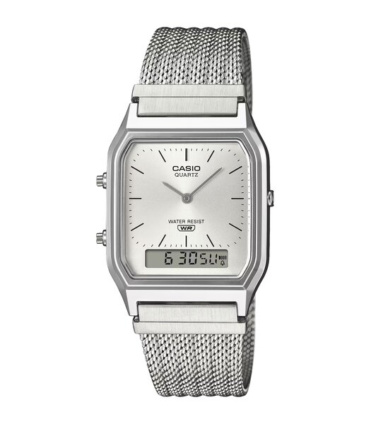 Montre CASIO CASIO COLLECTION RETRO Homme AQ-230EM-7AEF Analogue-Digital Cadran Acrylique Argenté Bracelet Acier inoxydable Argenté