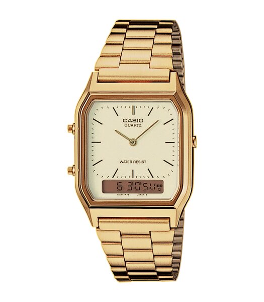 Horloge CASIO CASIO COLLECTION RETRO Unisex AQ-230GA-9DMQYES Analoog-digitaal Behuizing Acryl Geel Bracelette Roestvrij staal Geelgoudkleurig Clip / c