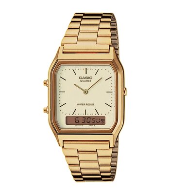 Montre CASIO CASIO COLLECTION RETRO Unisexe AQ-230GA-9DMQYES Analogue-Digital Cadran Acrylique Jaune Bracelet Acier inoxydable Or jaune Clip / clasp