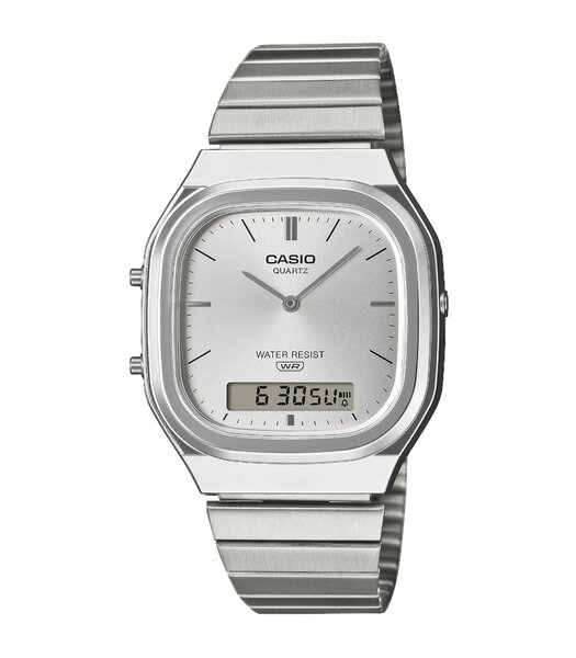 Montre CASIO CASIO COLLECTION RETRO Homme AQ-240E-7AEF Analogue-Digital Cadran Acrylique Argenté Bracelet Acier inoxydable Argenté
