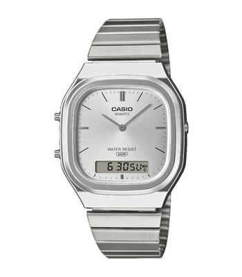 Montre CASIO CASIO COLLECTION RETRO Homme AQ-240E-7AEF Analogue-Digital Cadran Acrylique Argenté Bracelet Acier inoxydable Argenté