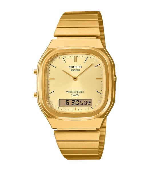 Montre CASIO CASIO COLLECTION RETRO Homme AQ-240EG-9AEF Analogue-Digital Cadran Acrylique Or Bracelet Acier inoxydable Or