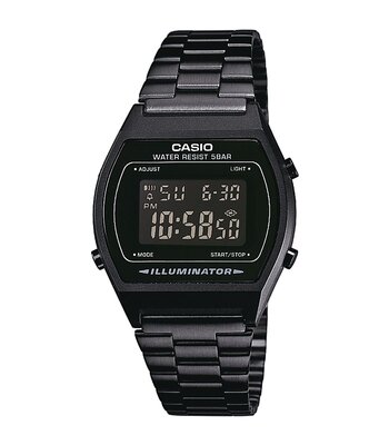Montre CASIO CASIO COLLECTION RETRO Unisexe B640WB-1BEF Digital Cadran Acrylique Noir Bracelet Acier inoxydable Noir Clip / clasp Etanchéité 5BAR