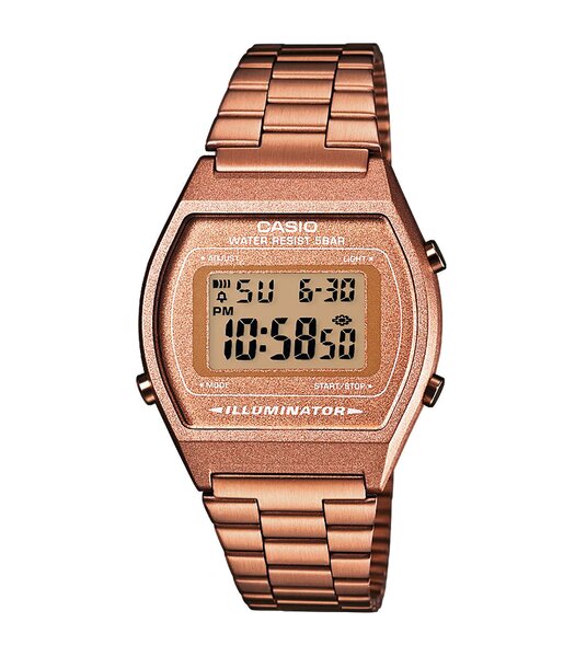 Horloge CASIO CASIO COLLECTION RETRO Unisex B640WC-5AEF Digitaal Behuizing Acryl Roségoud Bracelette Roestvrij staal Roségoudkleurig Clip / clasp Etan