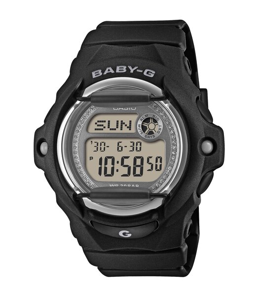 Horloge CASIO BABY-G Dames BG-169KB-1ER Digitaal Behuizing Mineraal Grijs Bracelette Hars Zwart Clip / clasp Etanchéiteiten 20 ATM