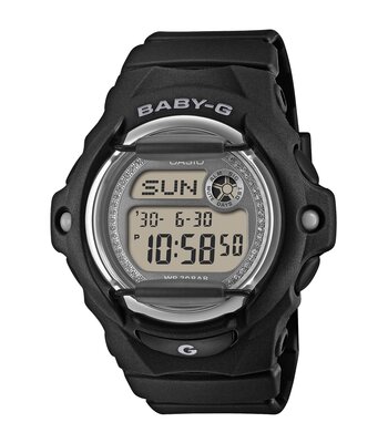 Montre CASIO BABY-G Femme BG-169KB-1ER Digital Cadran Minéral Gris Bracelet Résine Noir Clip / clasp Etanchéité 20 ATM
