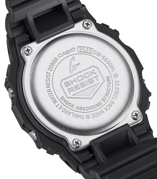 Horloge CASIO G-SHOCK Heren DW-5600RL-1ER Digitaal Behuizing MINERAAL Zwart Armband Hars Zwart Waterdichtheid 20BAR