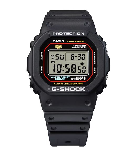 Horloge CASIO G-SHOCK Heren DW-5600RL-1ER Digitaal Behuizing MINERAAL Zwart Armband Hars Zwart Waterdichtheid 20BAR