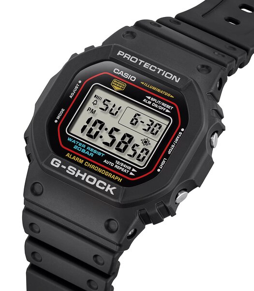 Horloge CASIO G-SHOCK Heren DW-5600RL-1ER Digitaal Behuizing MINERAAL Zwart Armband Hars Zwart Waterdichtheid 20BAR