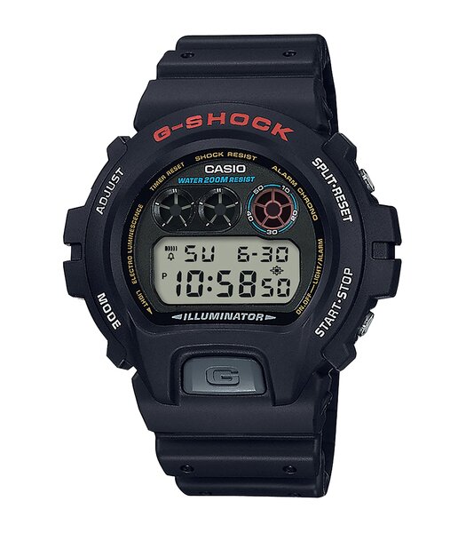 Horloge CASIO G-SHOCK Heren DW-6900U-1ER Digitaal Behuizing MINERAAL Grijs Bracelette Hars Zwart Etanchéiteiten 20BAR