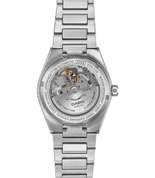 Horloge CASIO EDIFICE Heren EFK-110D-1AER Analoog Behuizing Saffier Zwart Bracelette Roestvrij staal Zilverkleurig Etanchéiteiten 10BAR