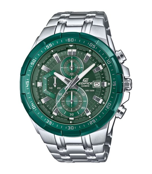 Montre CASIO EDIFICE Homme EFR-539DE-3AVUEF Analogue Cadran MINERAL Vert Bracelet Acier inoxydable Argenté Etanchéité 10BAR
