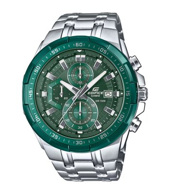 Montre CASIO EDIFICE Homme EFR-539DE-3AVUEF Analogue Cadran MINERAL Vert Bracelet Acier inoxydable Argenté Etanchéité 10BAR