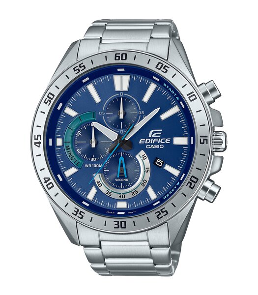Horloge CASIO EDIFICE Heren EFV-620D-2AVUEF Analoog Behuizing Mineraal Blauw Armband Roestvrij staal Staal Uitklapbare lus Waterdichtheid 10 BAR