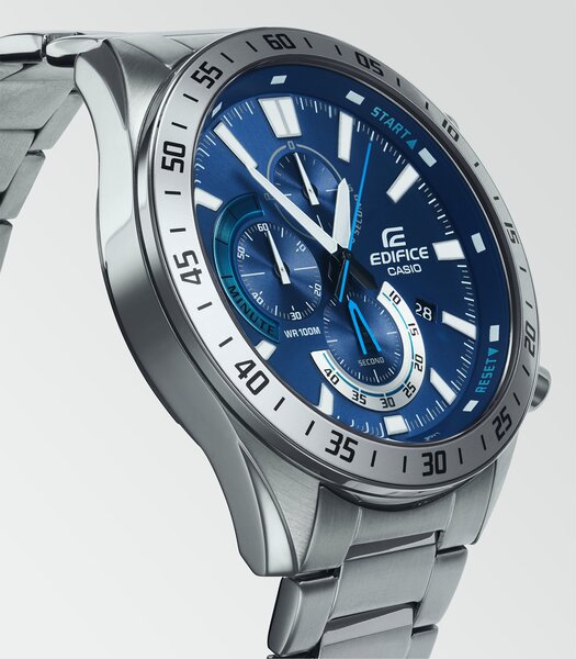 Horloge CASIO EDIFICE Heren EFV-620D-2AVUEF Analoog Behuizing Mineraal Blauw Armband Roestvrij staal Staal Uitklapbare lus Waterdichtheid 10 BAR
