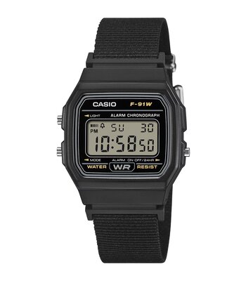 Montre CASIO CASIO COLLECTION Homme F-91WF-1AEF Digital Cadran Acrylique Noir Bracelet Tissu Noir