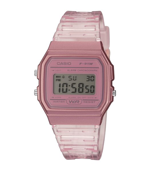 Montre CASIO CASIO COLLECTION Homme F-91WS-4EF Digital Cadran Acrylique Rose Bracelet RESINE Rose Boucle ardillon