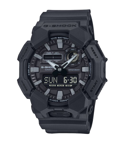 Horloge CASIO G-SHOCK Heren GA-010-1A1ER Analoog-digitaal Behuizing MINERAAL Zwart Bracelette Hars Zwart Etanchéiteiten 20BAR