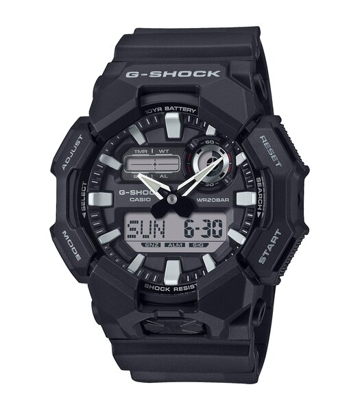 Horloge CASIO G-SHOCK Heren GA-010-1AER Analoog-digitaal Behuizing MINERAAL Zwart Bracelette Hars Zwart Etanchéiteiten 20BAR