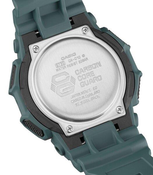 Horloge CASIO G-SHOCK Heren GA-010-2AER Analoog-digitaal Behuizing MINERAAL Zwart Bracelette Hars Groen Etanchéiteiten 20BAR