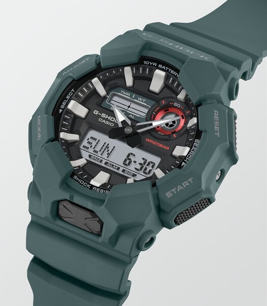 Horloge CASIO G-SHOCK Heren GA-010-2AER Analoog-digitaal Behuizing MINERAAL Zwart Bracelette Hars Groen Etanchéiteiten 20BAR