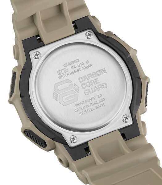 Horloge CASIO G-SHOCK Heren GA-010-5AER Analoog-digitaal Behuizing MINERAAL Zwart Bracelette Hars Beige Etanchéiteiten 20BAR