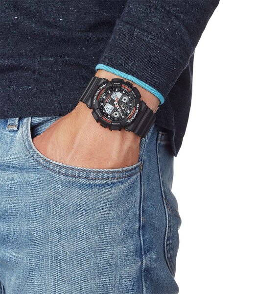 Horloge CASIO G-SHOCK Heren GA-100-1A4ER Analoog-digitaal Behuizing MINERAAL Zwart Bracelette HARS Zwart Boucle ardillon Etanchéiteiten 20BAR