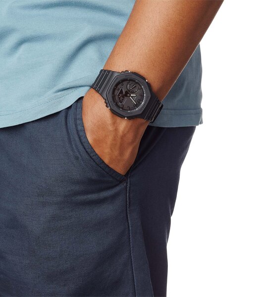 Horloge CASIO G-SHOCK Heren GA-2100-1A1ER Analoog-digitaal Behuizing MINERAAL Zwart Bracelette HARS Zwart Boucle ardillon Etanchéiteiten 20BAR