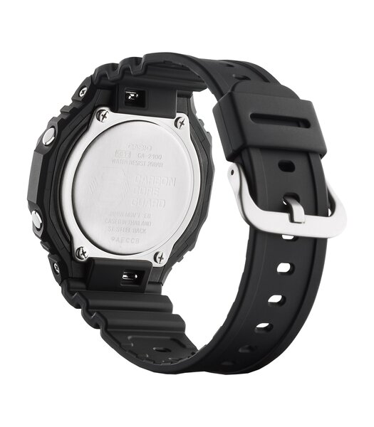 Horloge CASIO G-SHOCK Heren GA-2100-1A1ER Analoog-digitaal Behuizing MINERAAL Zwart Bracelette HARS Zwart Boucle ardillon Etanchéiteiten 20BAR