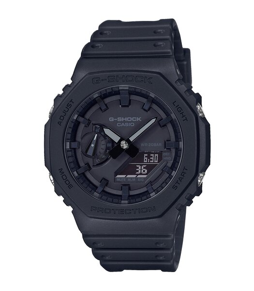 Horloge CASIO G-SHOCK Heren GA-2100-1A1ER Analoog-digitaal Behuizing MINERAAL Zwart Bracelette HARS Zwart Boucle ardillon Etanchéiteiten 20BAR