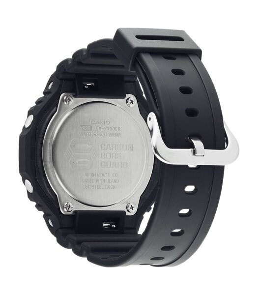 Horloge CASIO G-SHOCK Heren GA-2100-1A2ER Analoog-digitaal Behuizing MINERAAL Blauw Bracelette Hars Zwart Boucle ardillon Etanchéiteiten 20BAR