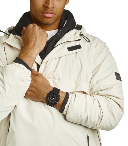 Horloge CASIO G-SHOCK Heren GA-2100-1A3ER Analoog-digitaal Behuizing MINERAAL Groen Bracelette Hars Zwart Boucle ardillon Etanchéiteiten 20BAR