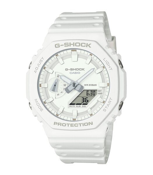 Horloge CASIO G-SHOCK Heren GA-2100-7A7ER Analoog-digitaal Behuizing MINERAAL Wit Bracelette Hars Wit Boucle ardillon Etanchéiteiten 20BAR