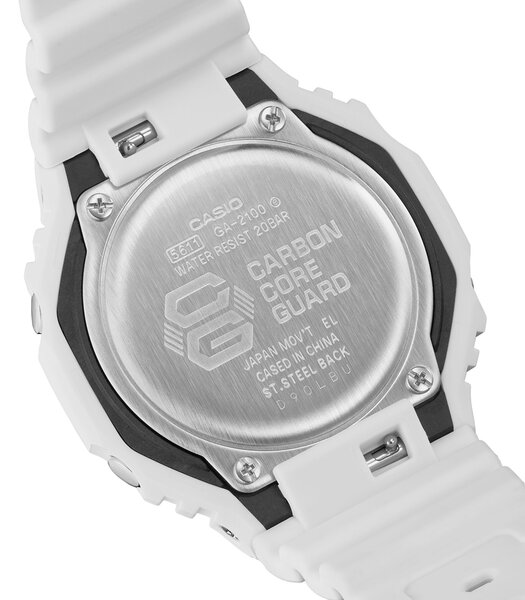 Horloge CASIO G-SHOCK Heren GA-2100-7A7ER Analoog-digitaal Behuizing MINERAAL Wit Bracelette Hars Wit Boucle ardillon Etanchéiteiten 20BAR
