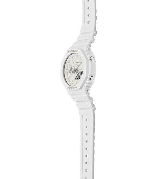 Horloge CASIO G-SHOCK Heren GA-2100-7A7ER Analoog-digitaal Behuizing MINERAAL Wit Bracelette Hars Wit Boucle ardillon Etanchéiteiten 20BAR
