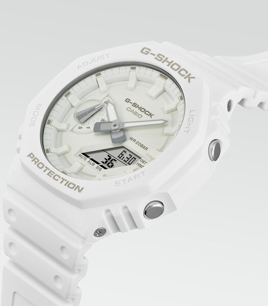 Horloge CASIO G-SHOCK Heren GA-2100-7A7ER Analoog-digitaal Behuizing MINERAAL Wit Bracelette Hars Wit Boucle ardillon Etanchéiteiten 20BAR