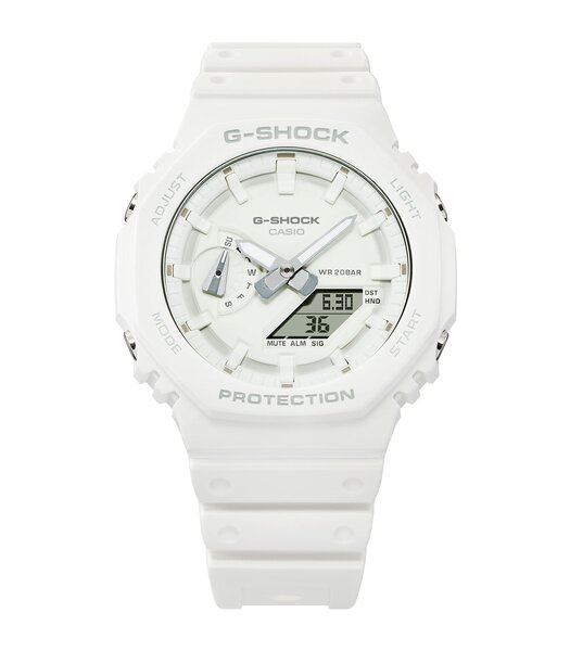 Horloge CASIO G-SHOCK Heren GA-2100-7A7ER Analoog-digitaal Behuizing MINERAAL Wit Bracelette Hars Wit Boucle ardillon Etanchéiteiten 20BAR