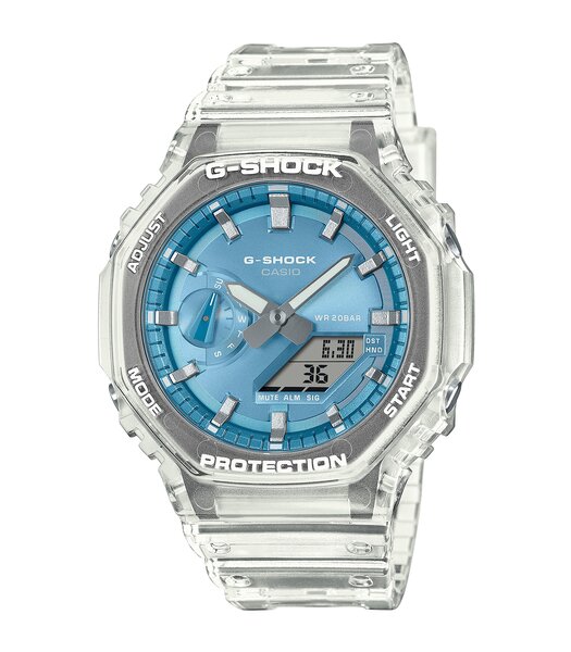 Horloge CASIO G-SHOCK Heren GA-2100BM-7A2ER Analoog-digitaal Behuizing MINERAAL Blauw Bracelette Hars Transparant Etanchéiteiten 20BAR