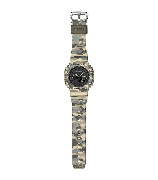 Montre CASIO G-SHOCK Homme GA-2100CM-5AER Analogue-Digital Cadran MINERAL Noir Bracelet Résine Beige Etanchéité 20BAR