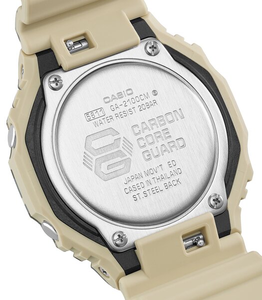 Montre CASIO G-SHOCK Homme GA-2100CM-5AER Analogue-Digital Cadran MINERAL Noir Bracelet Résine Beige Etanchéité 20BAR
