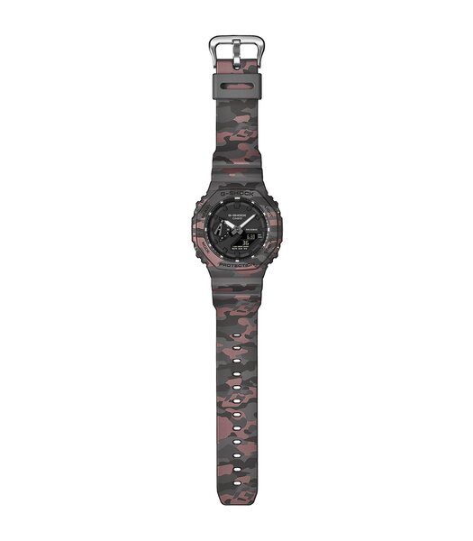 Horloge CASIO G-SHOCK Heren GA-2100CM-8AER Analoog-digitaal Behuizing MINERAAL Zwart Bracelette Hars Grijs Etanchéiteiten 20BAR