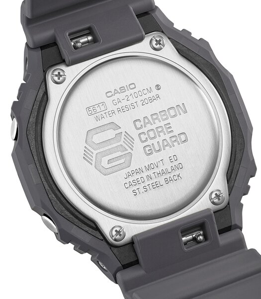 Horloge CASIO G-SHOCK Heren GA-2100CM-8AER Analoog-digitaal Behuizing MINERAAL Zwart Bracelette Hars Grijs Etanchéiteiten 20BAR